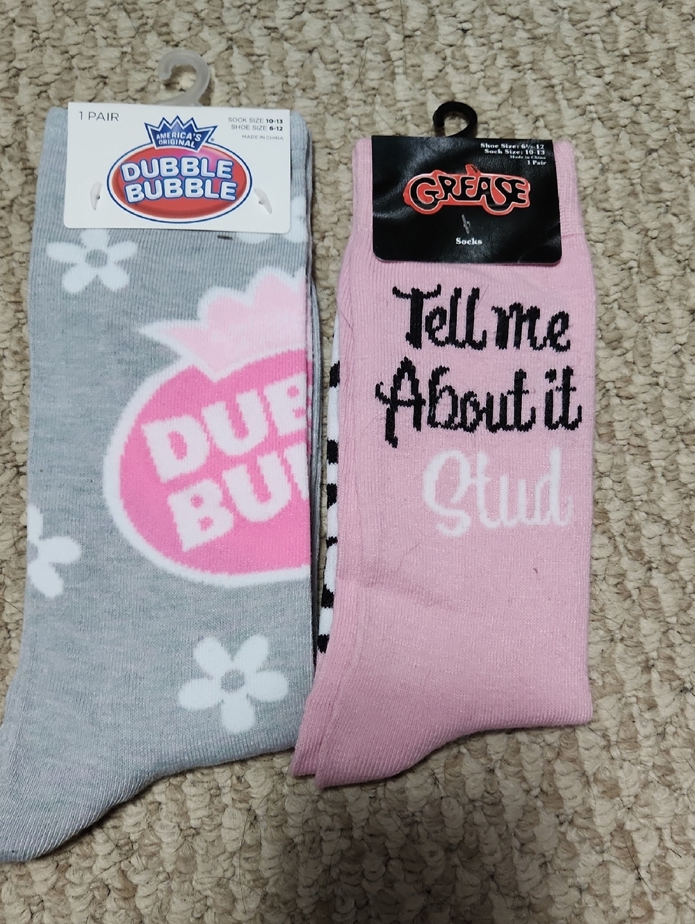 Pink and Gray Novelty Socks
